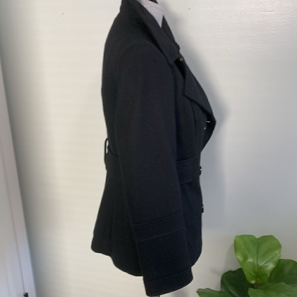 MODA International Black Wool Blend Pea Coat Size Medium Petite - Picture 11 of 16
